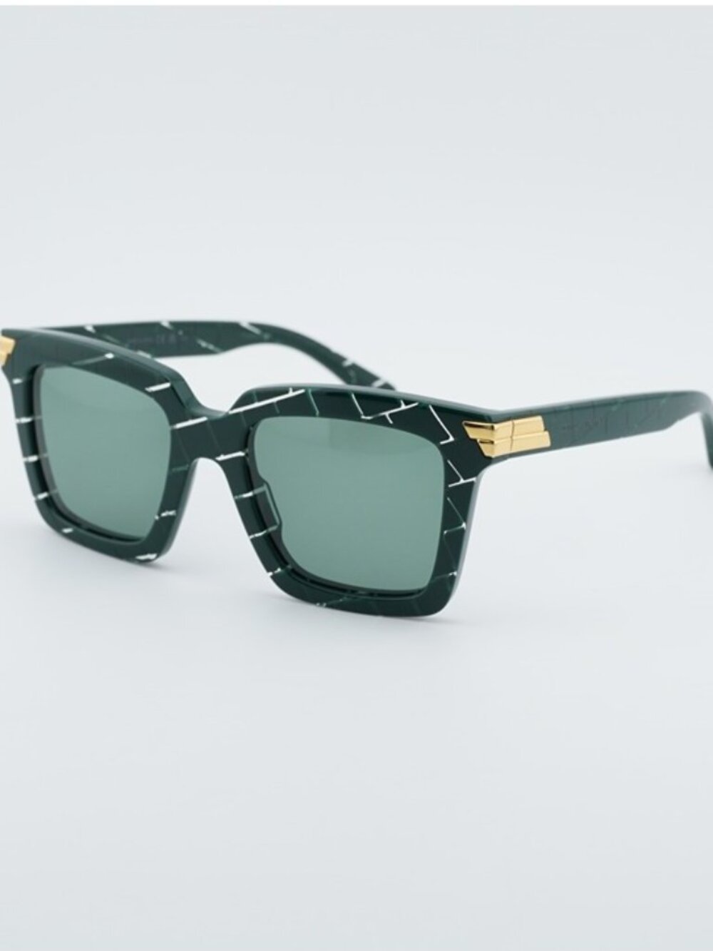 Bottega Veneta BV1005S 008 Sunglasses Green Square Frame, Green Lenses